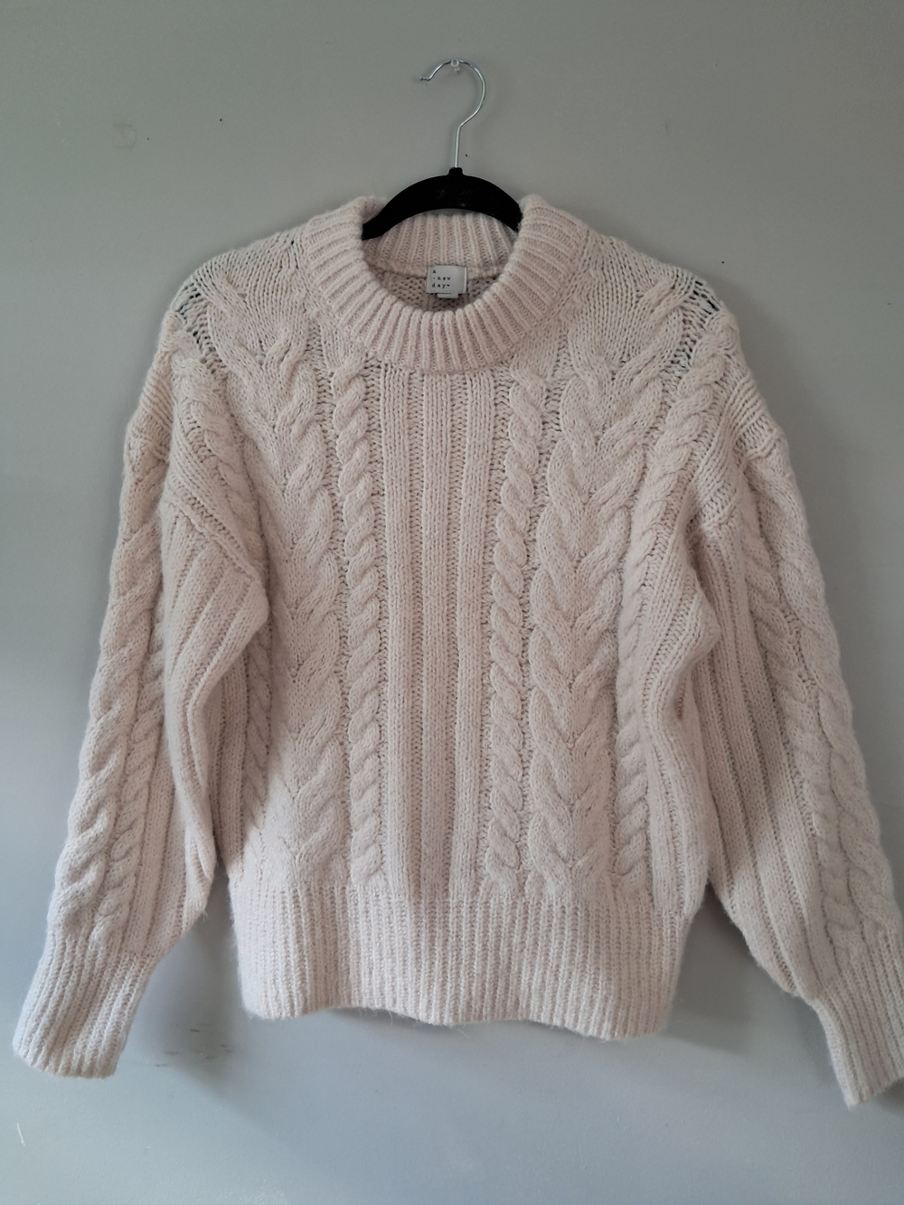 NWOT a new day Cream Cable-Knit Crew Sweater